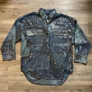 ANTHROPOLOGIE Pilcro Sequin Buttondown Shirt